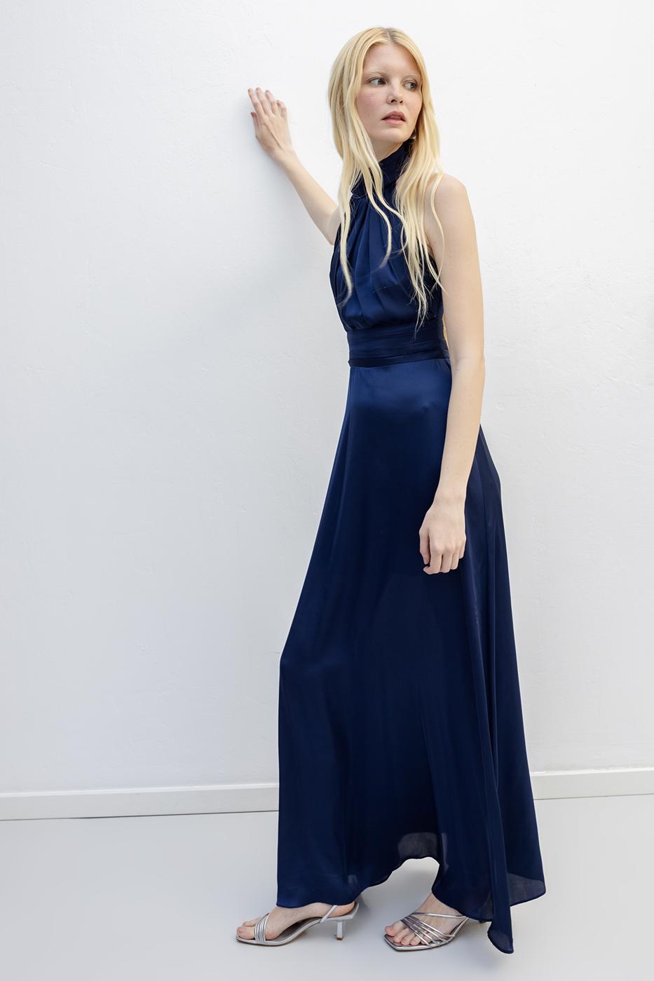 BSL Women Backless Satin Maxi Dress - Doetinchem