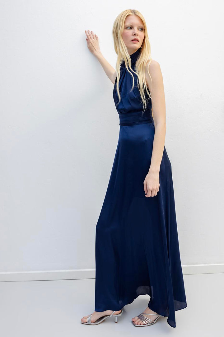 BSL Women Backless Satin Maxi Dress - Doetinchem