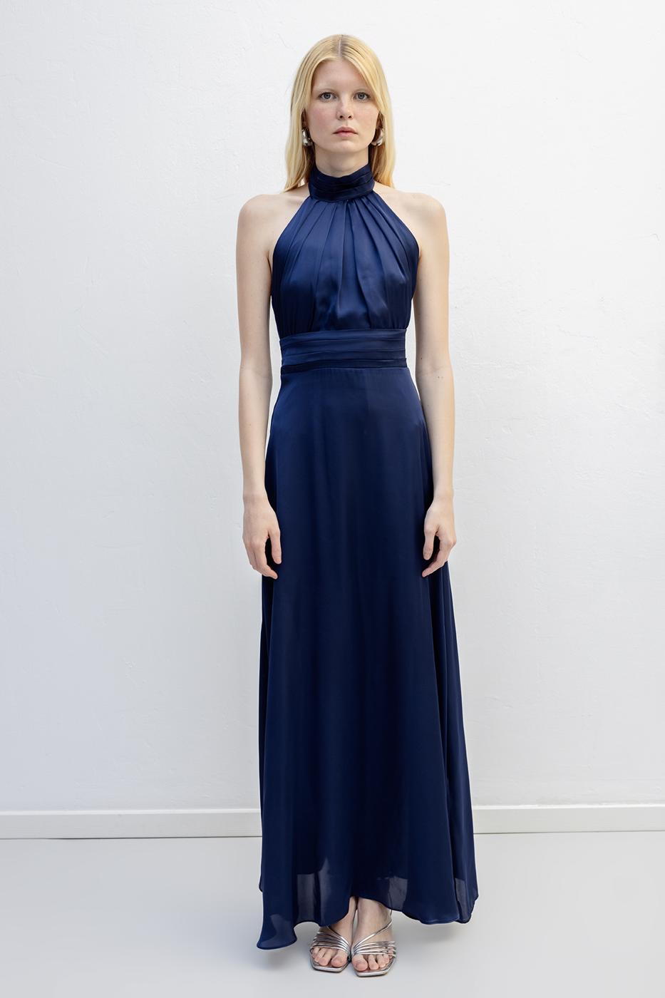 BSL Women Backless Satin Maxi Dress - Doetinchem