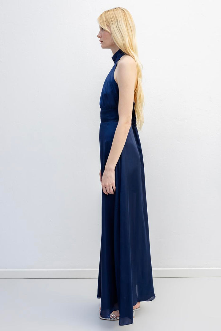 BSL Women Backless Satin Maxi Dress - Doetinchem