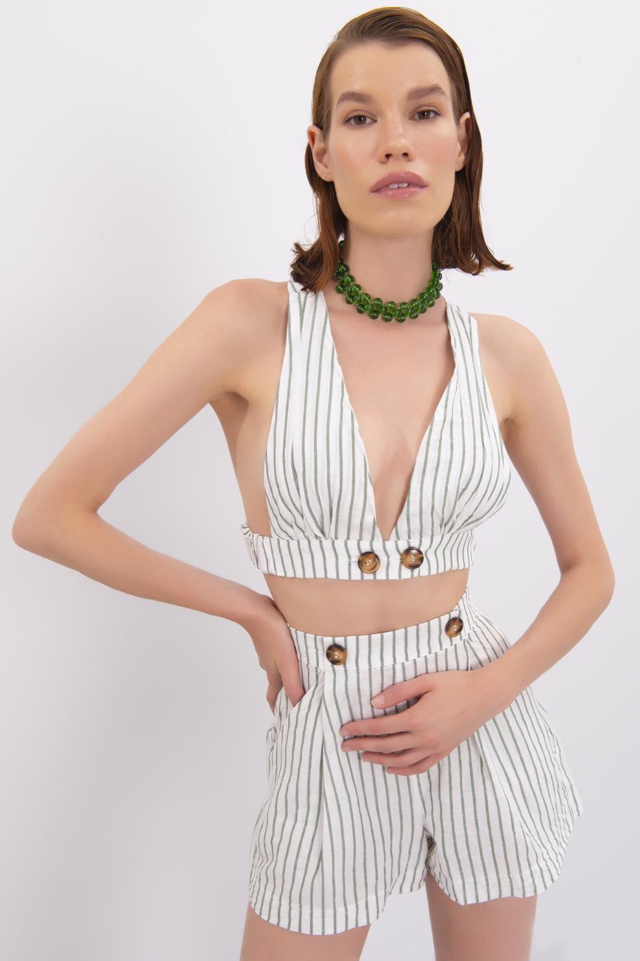 BSL Women Linen Crop Top - Daytona Beach