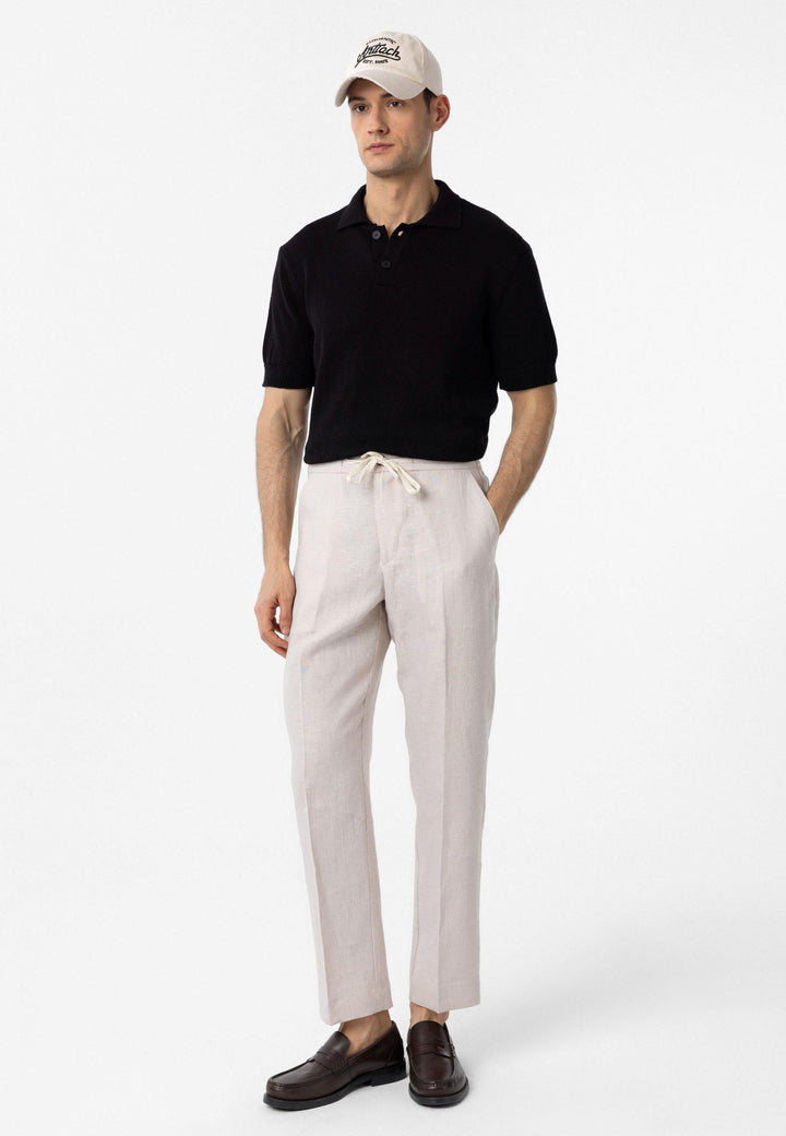 ANT Antioch Black 100% Cotton Polo Neck Knit T-Shirt - Acilia