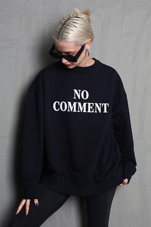 MDX Black Bicycle Collar Printed Oversized Women's Sweatshirt MG1902 - Löhne