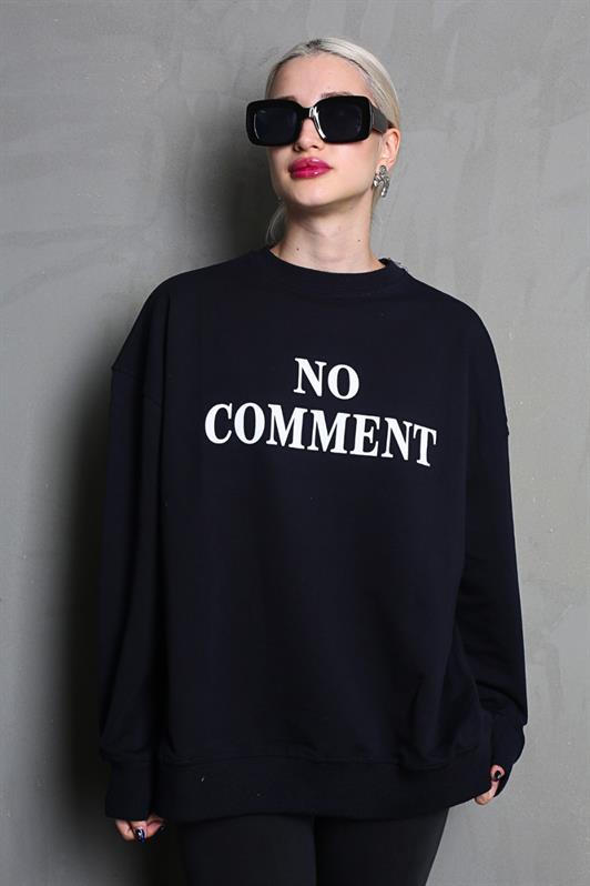 MDX Black Bicycle Collar Printed Oversized Women's Sweatshirt MG1902 - Löhne