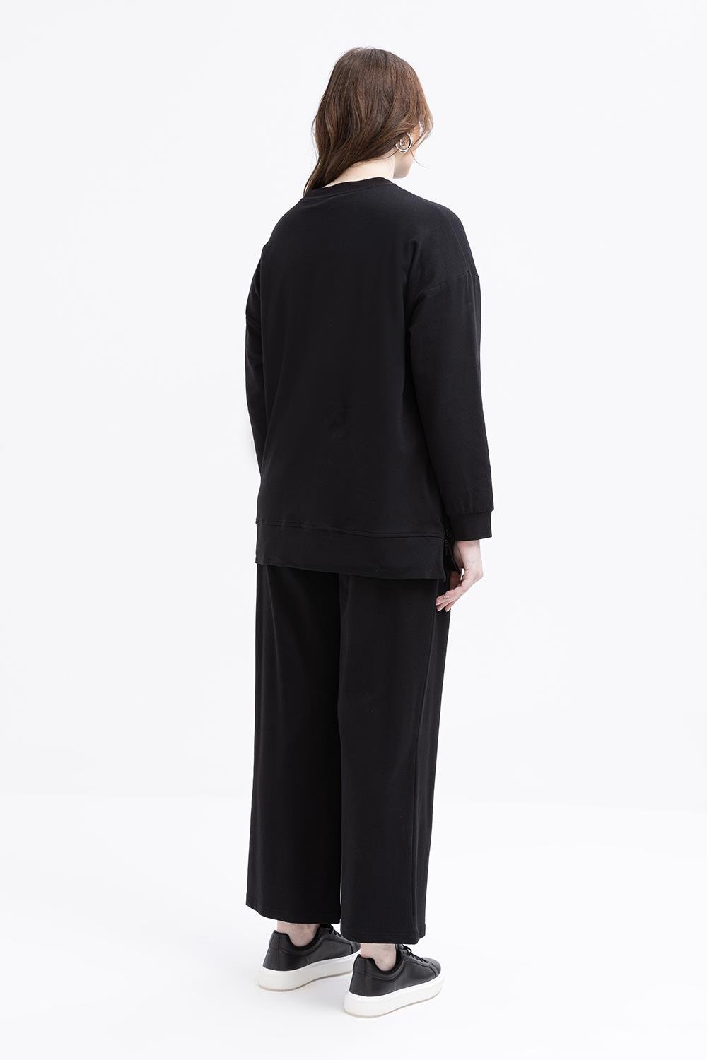 TLD Women Allday Black Big Pocket Side Zippered Lycra Plus Size Tracksuit - Delano