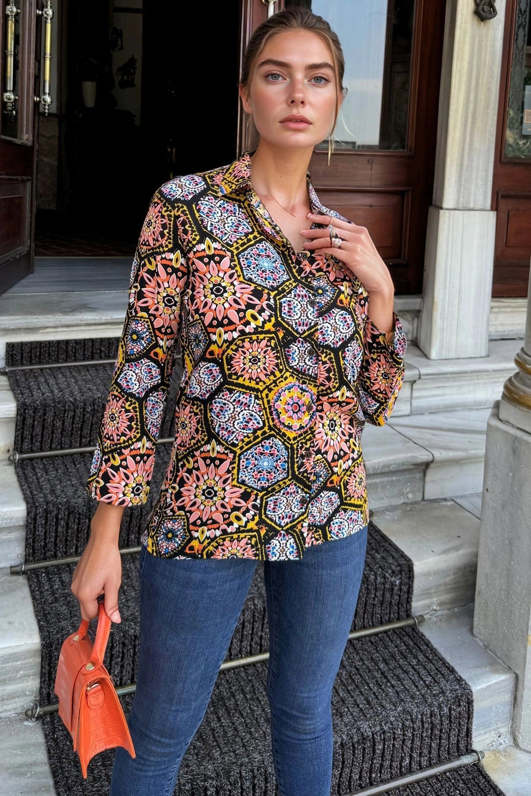 Black Buttoned Oversized Long Sleeve Shirt BCBSK-25700-K6141 - Elkhart