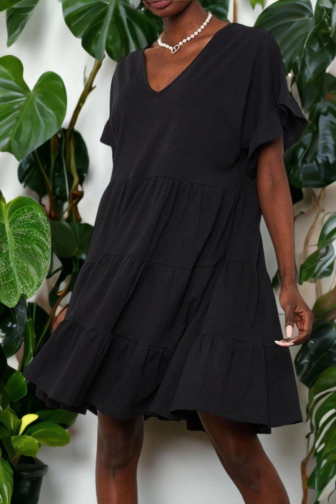 Black Lightweight Fabric Casual Summer Dress BCBSK-25700-K6178 - Clifton