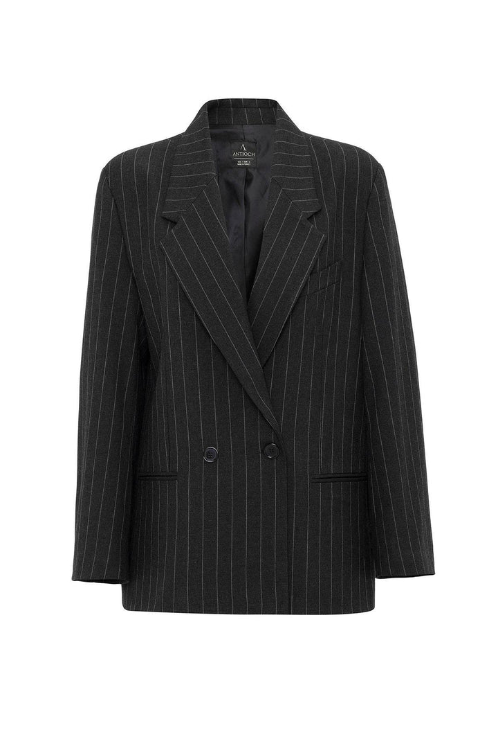 ANT Antioch Black Striped Oversized Blazer Jacket - Newport