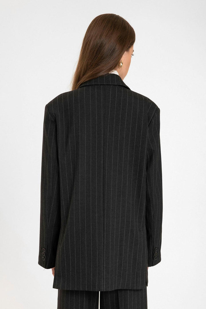 ANT Antioch Black Striped Oversized Blazer Jacket - Newport