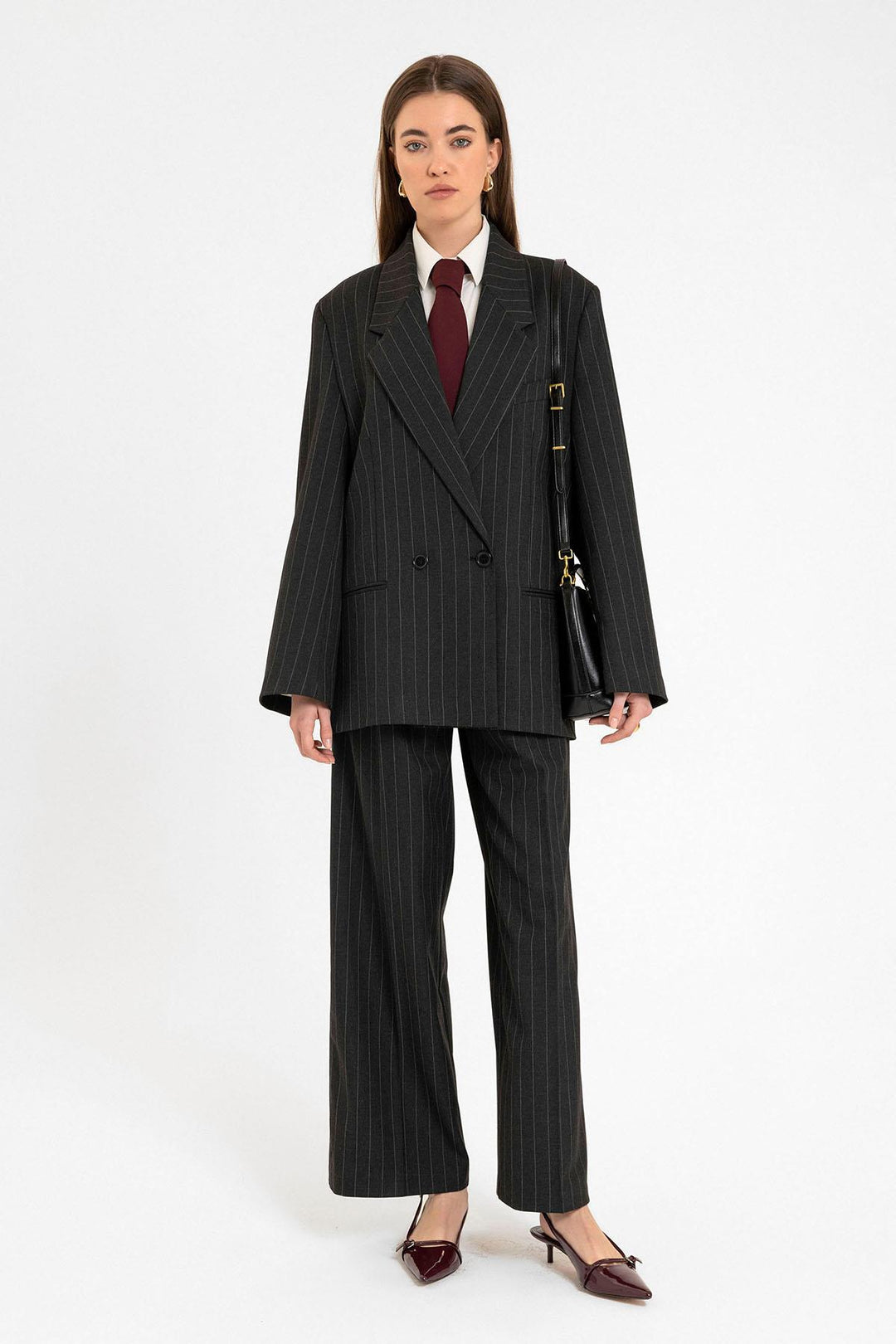 ANT Antioch Black Striped Oversized Blazer Jacket - Newport