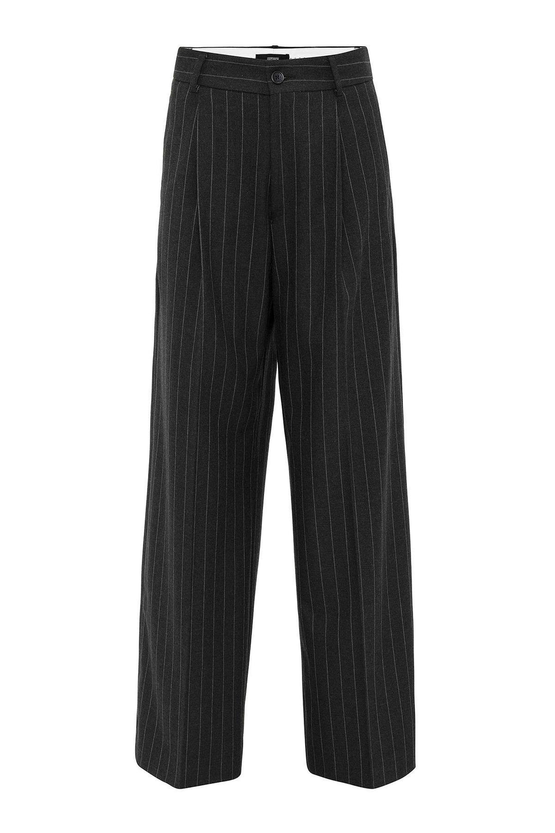 ANT Antioch Black High Waist Pleated Striped Pants - Thessaloníki