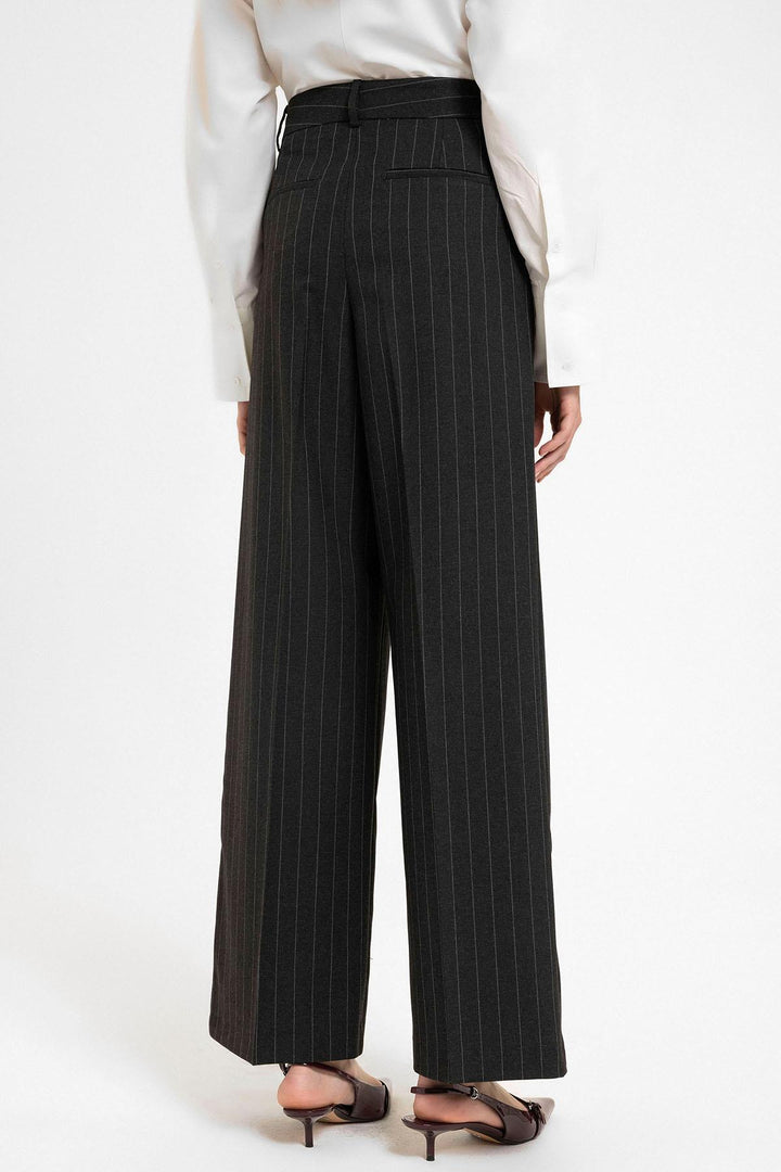 ANT Antioch Black High Waist Pleated Striped Pants - Thessaloníki