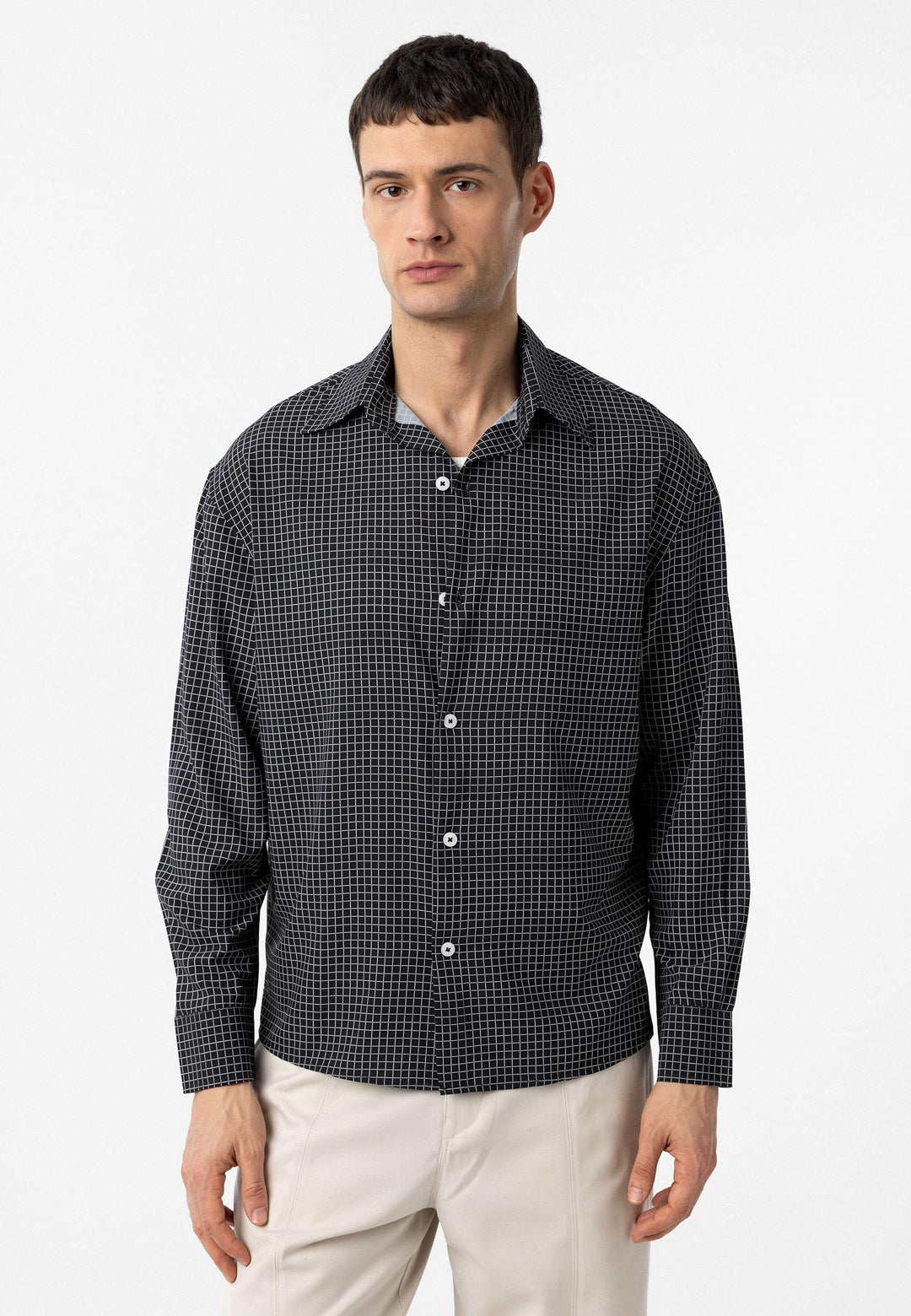 ANT Antioch Black Checkered Men's Relaxed Fit Men's Shirt - Dolores Hidalgo Cuna de la Independencia Nacional