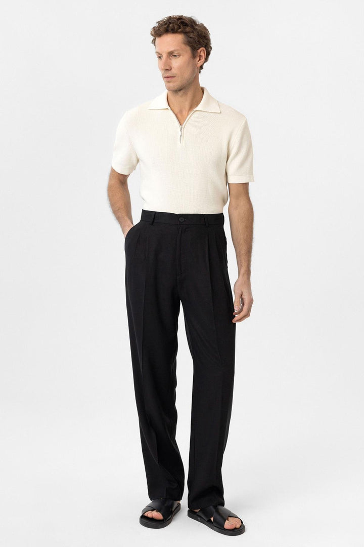 ANT Antioch Black Linen Blend Men's Baggy Pants - Cambridge