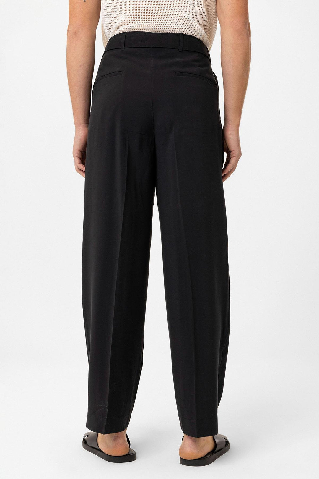 ANT Antioch Black Modal Fabric Relax Fit Belted Men's Pants - Langford Station