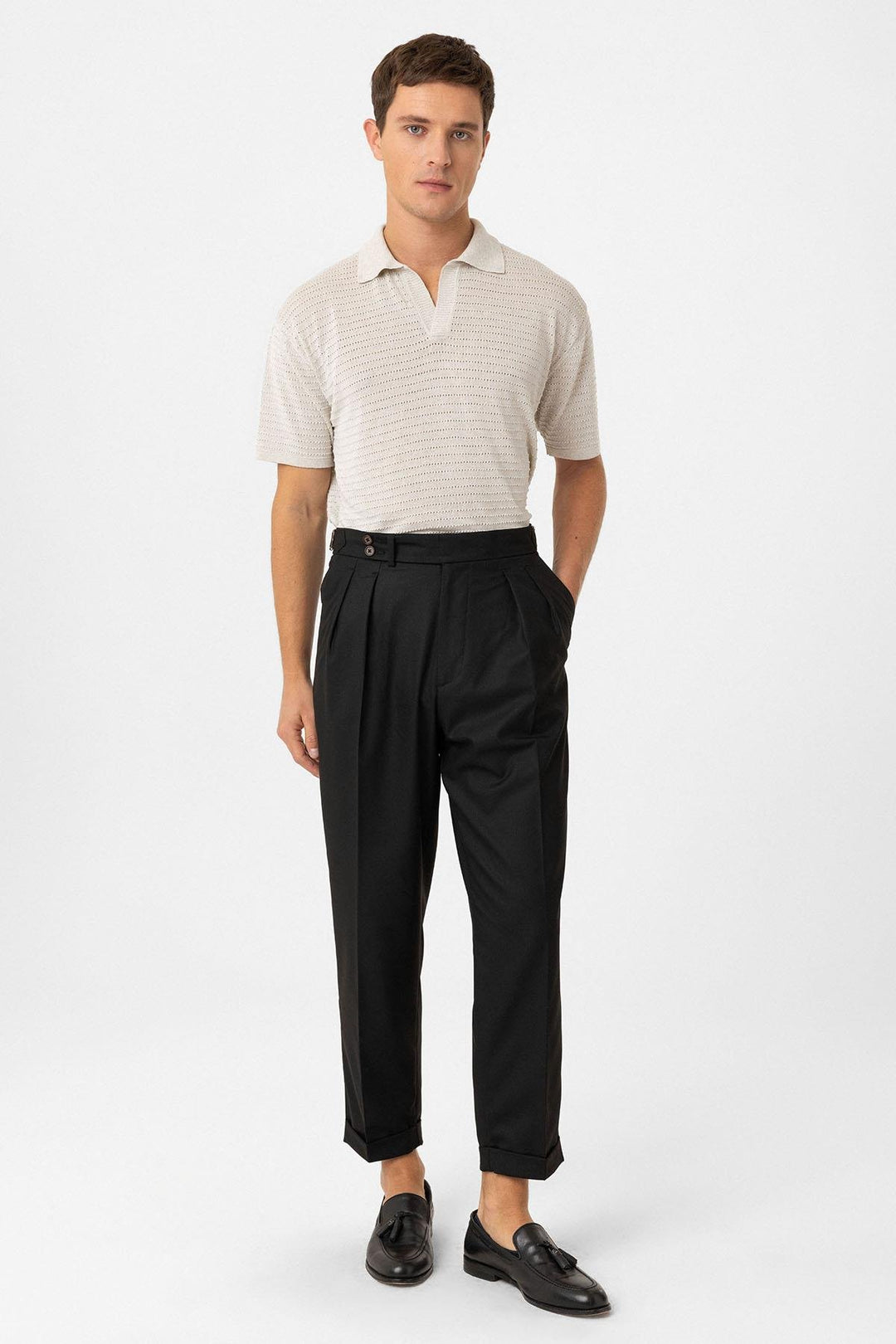ANT Antioch Black Pleated High Waist Men's Pants - Airdrie