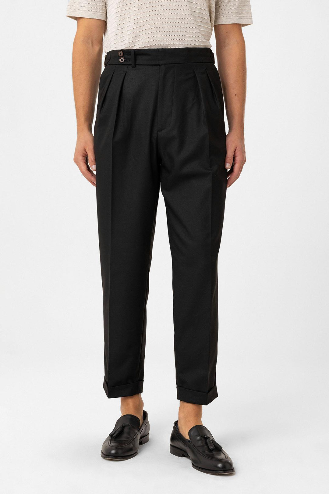 ANT Antioch Black Pleated High Waist Men's Pants - Airdrie