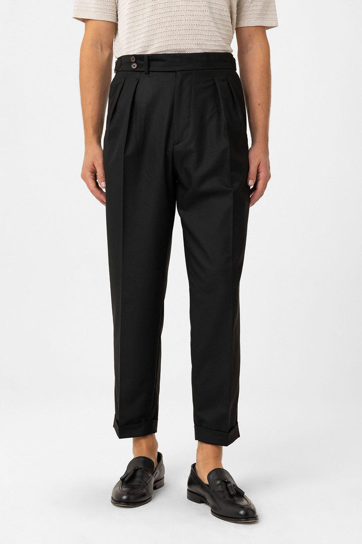 ANT Antioch Black Pleated High Waist Men's Pants - Airdrie