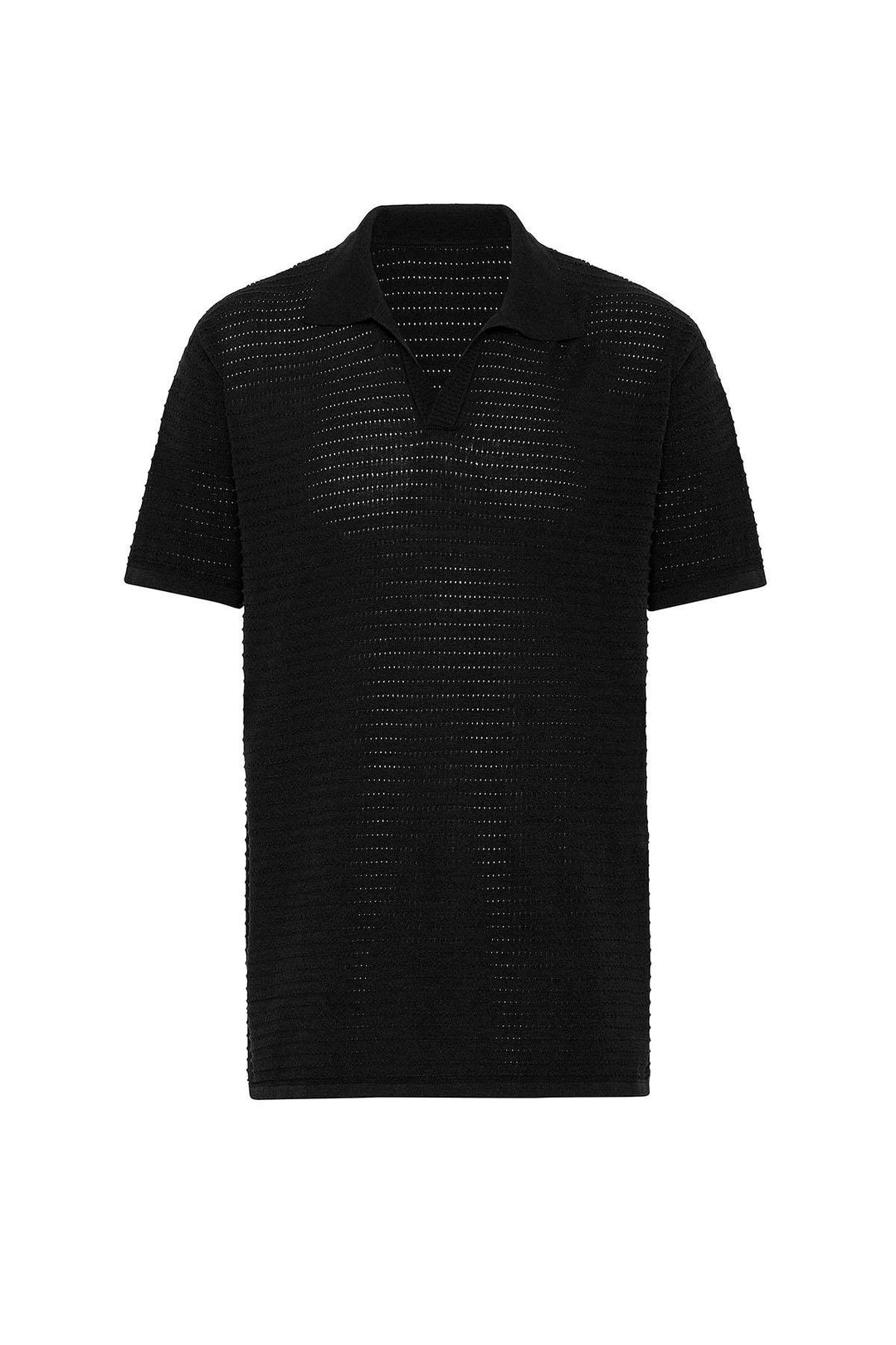 ANT Antioch Black Polo Neck Men's Knit T-Shirt - The Acreage