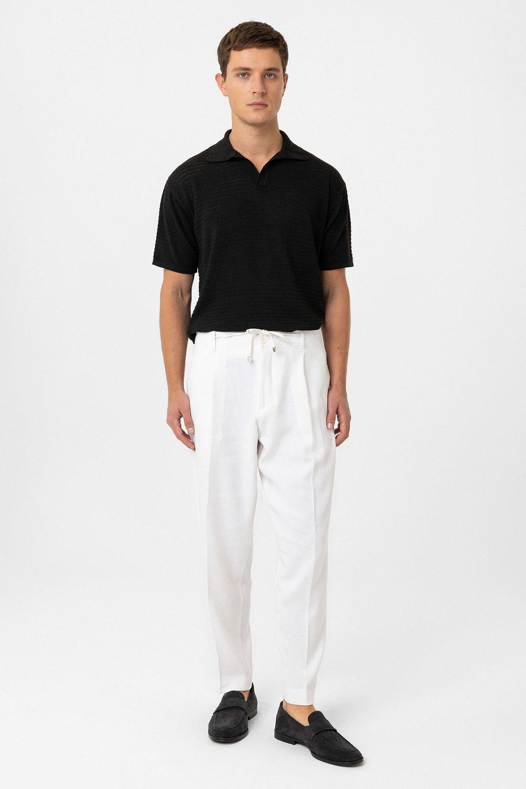 ANT Antioch Black Polo Neck Men's Knit T-Shirt - The Acreage