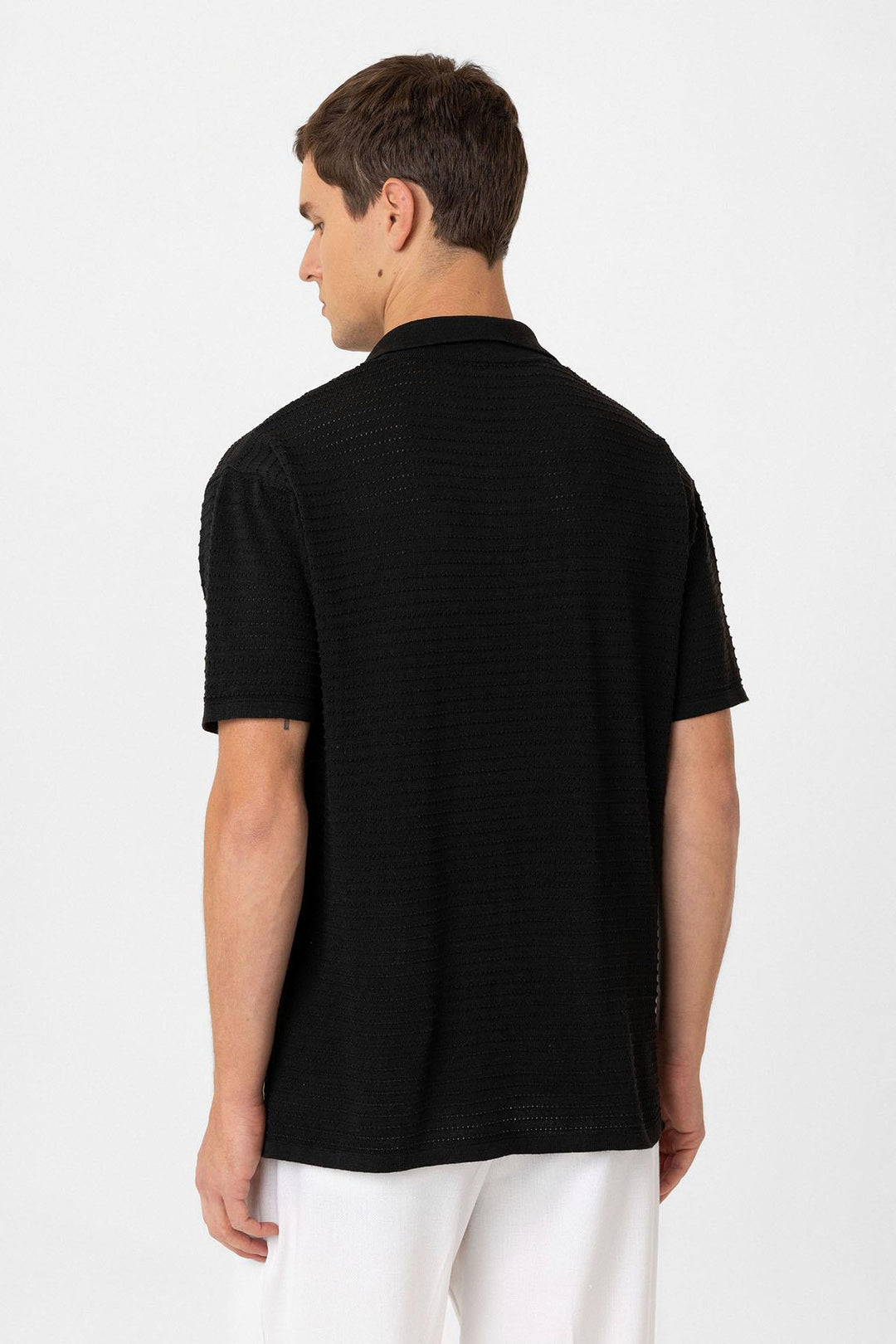 ANT Antioch Black Polo Neck Men's Knit T-Shirt - The Acreage