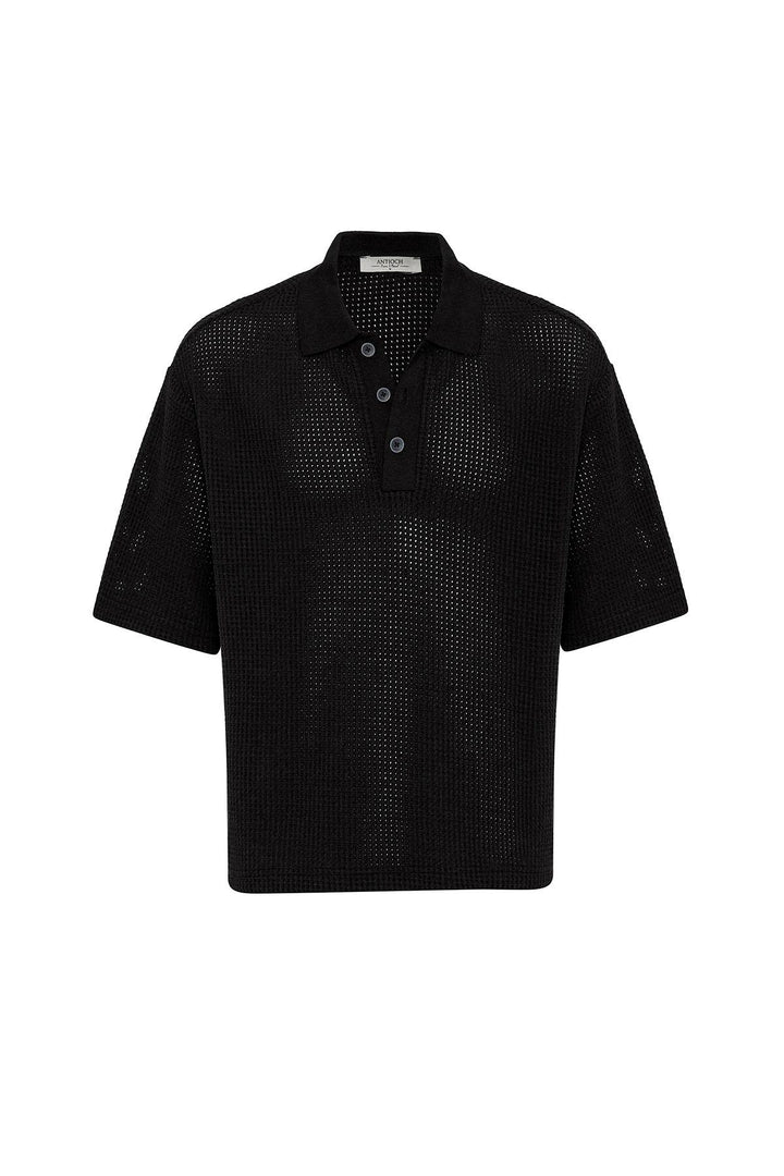 ANT Antioch Black Polo Neck Relaxed Fit Men's T-Shirt - Reston