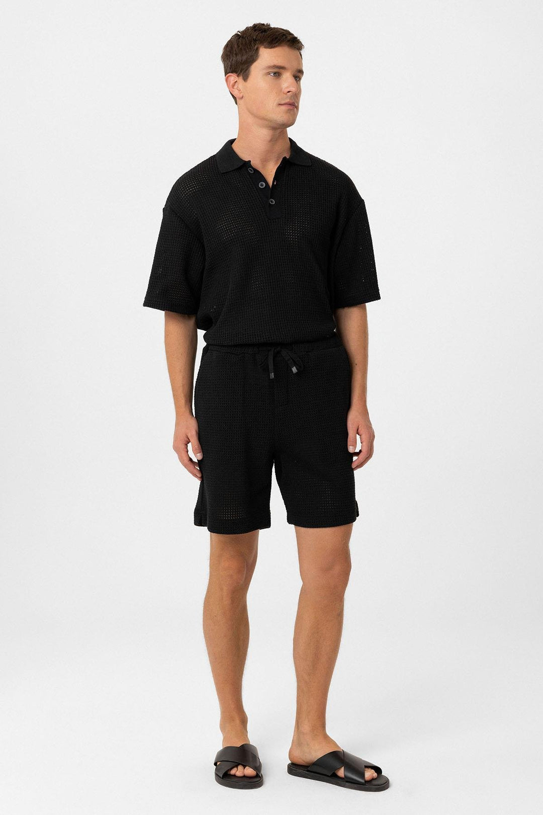 ANT Antioch Black Polo Neck Relaxed Fit Men's T-Shirt - Reston