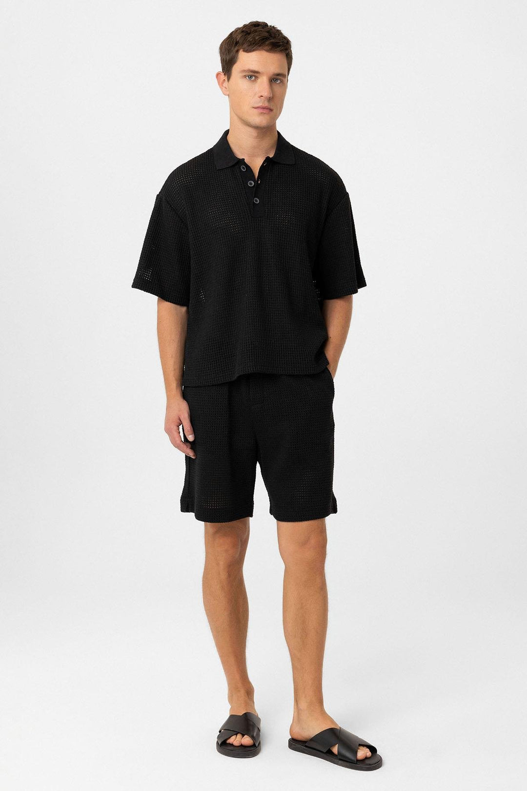 ANT Antioch Black Polo Neck Relaxed Fit Men's T-Shirt - Reston
