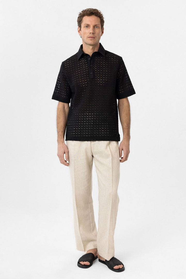 ANT Antioch Black Polo Neck Knitted Men's T-Shirt - Filderstadt