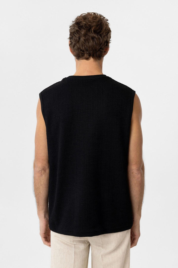 ANT Antioch Black Regular Fit Textured Men's Sleeveless T-Shirt - Tlalnepantla