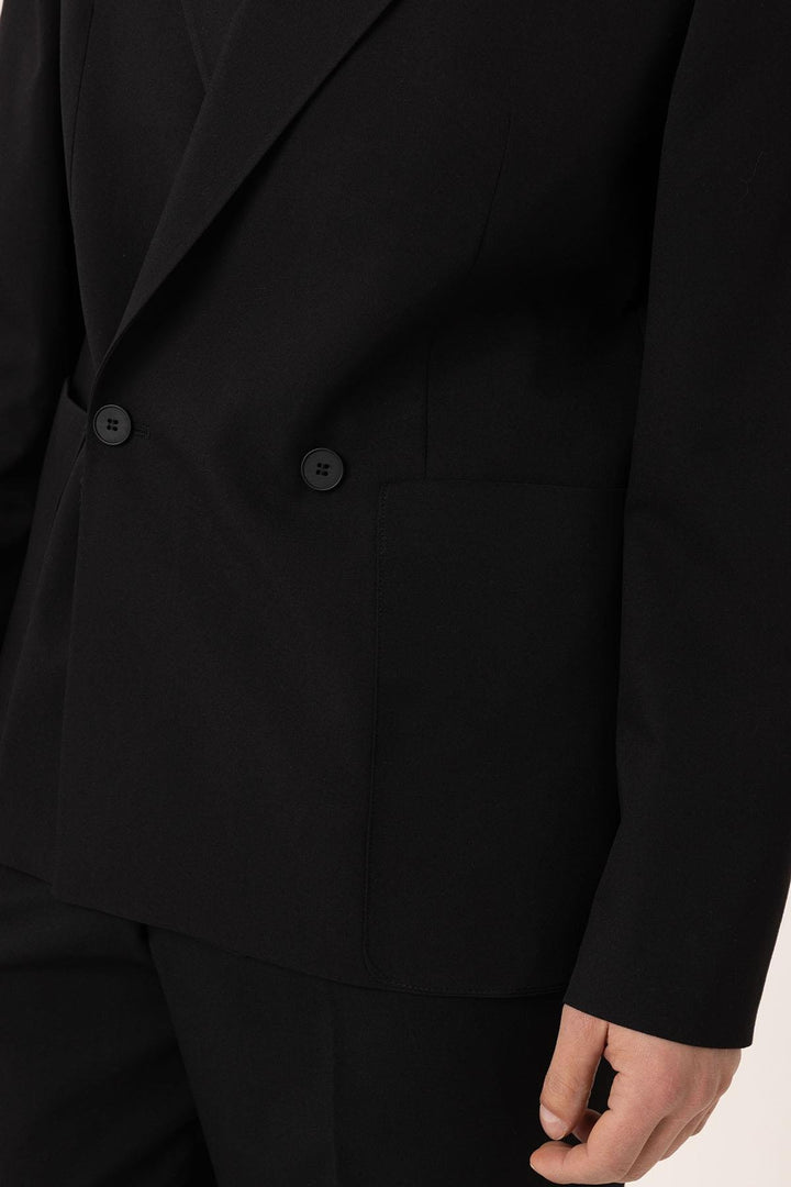 ANT Antioch Black Relax Fit Wrap Closure Men's Technical Blazer Jacket - Hornchurch