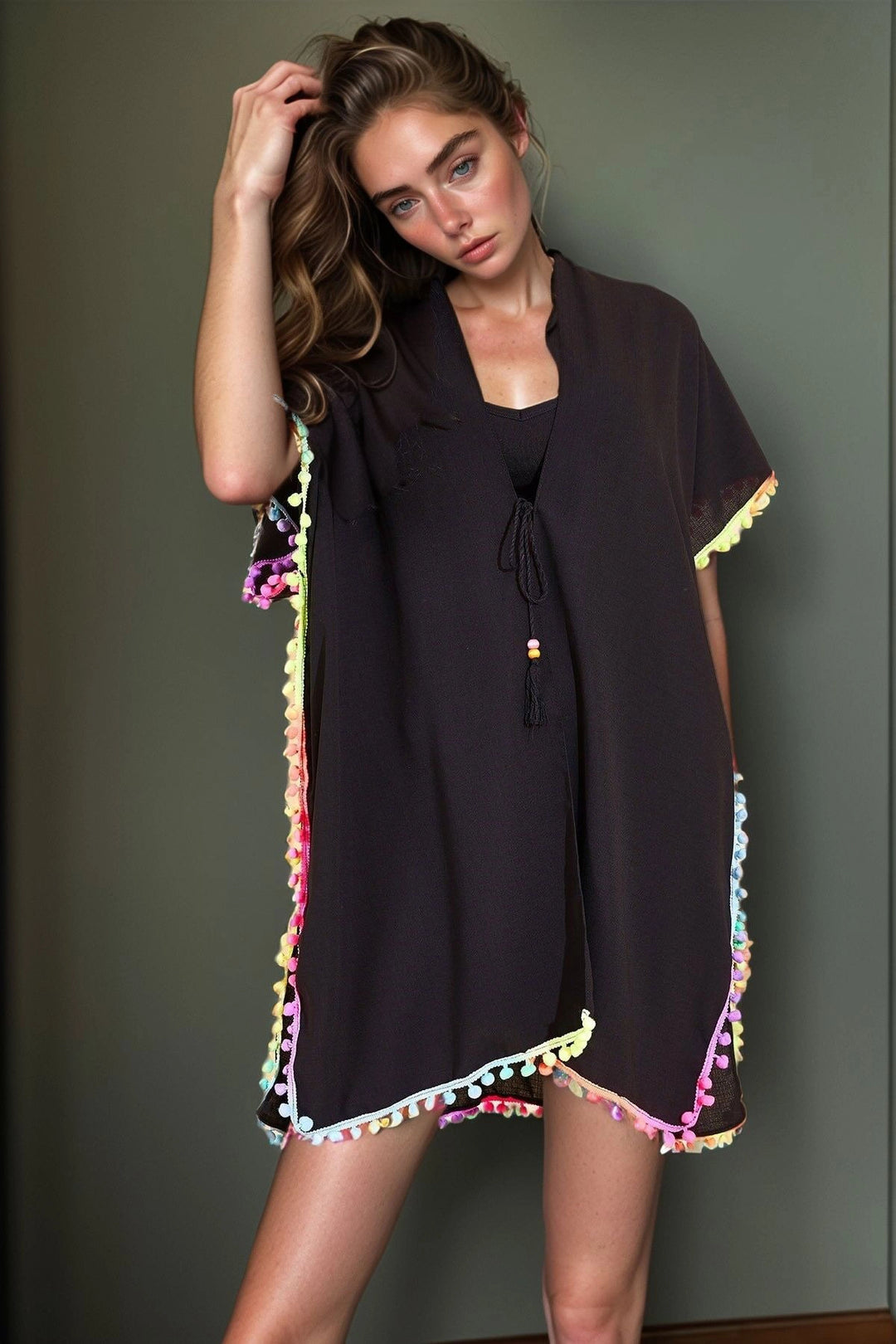 Black Color Tassel Detailed Pareo BCNSV-2513321 - Freital