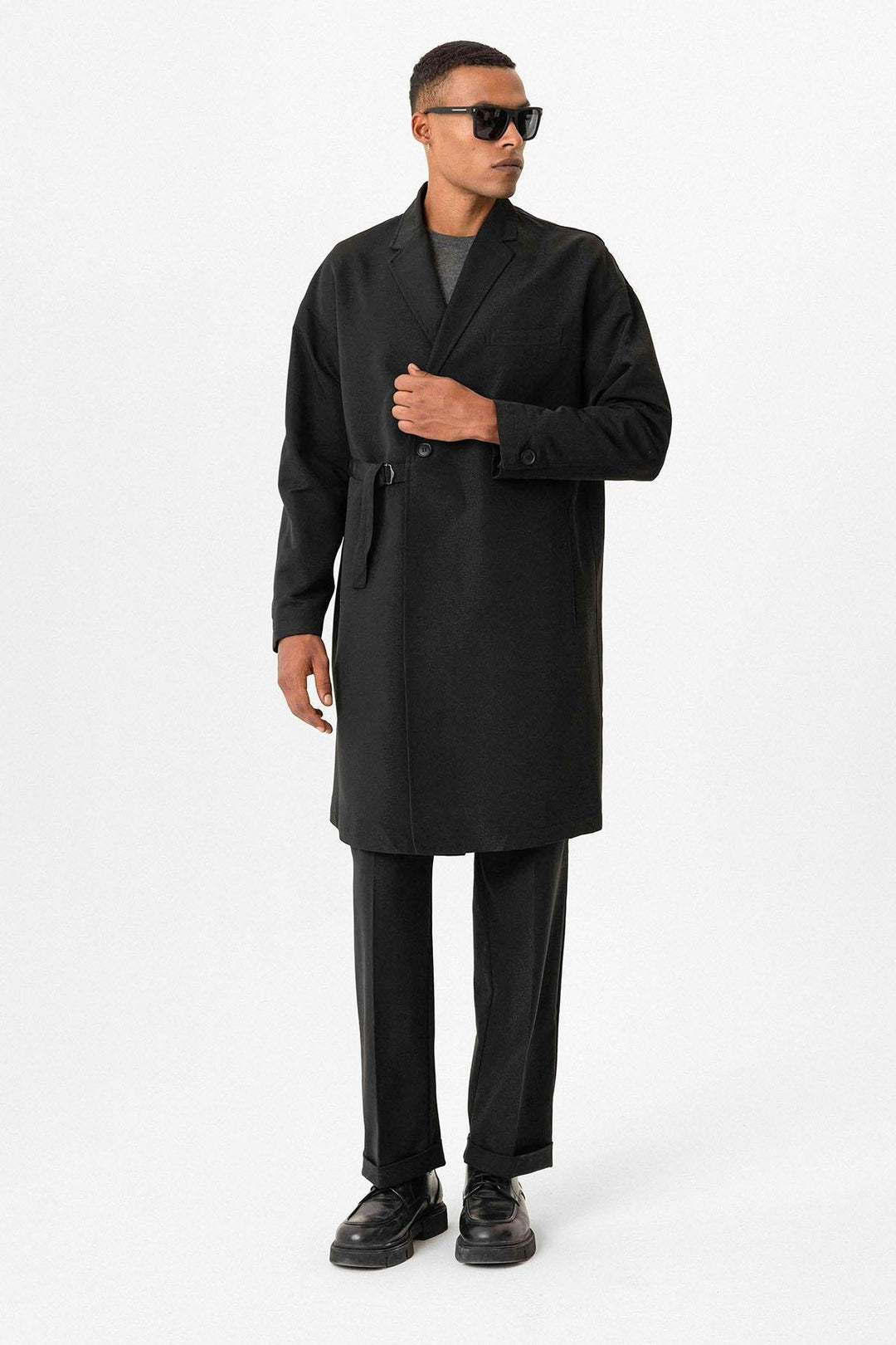 ANT Men's Trench Coat with Buckle Detail - Carmichael