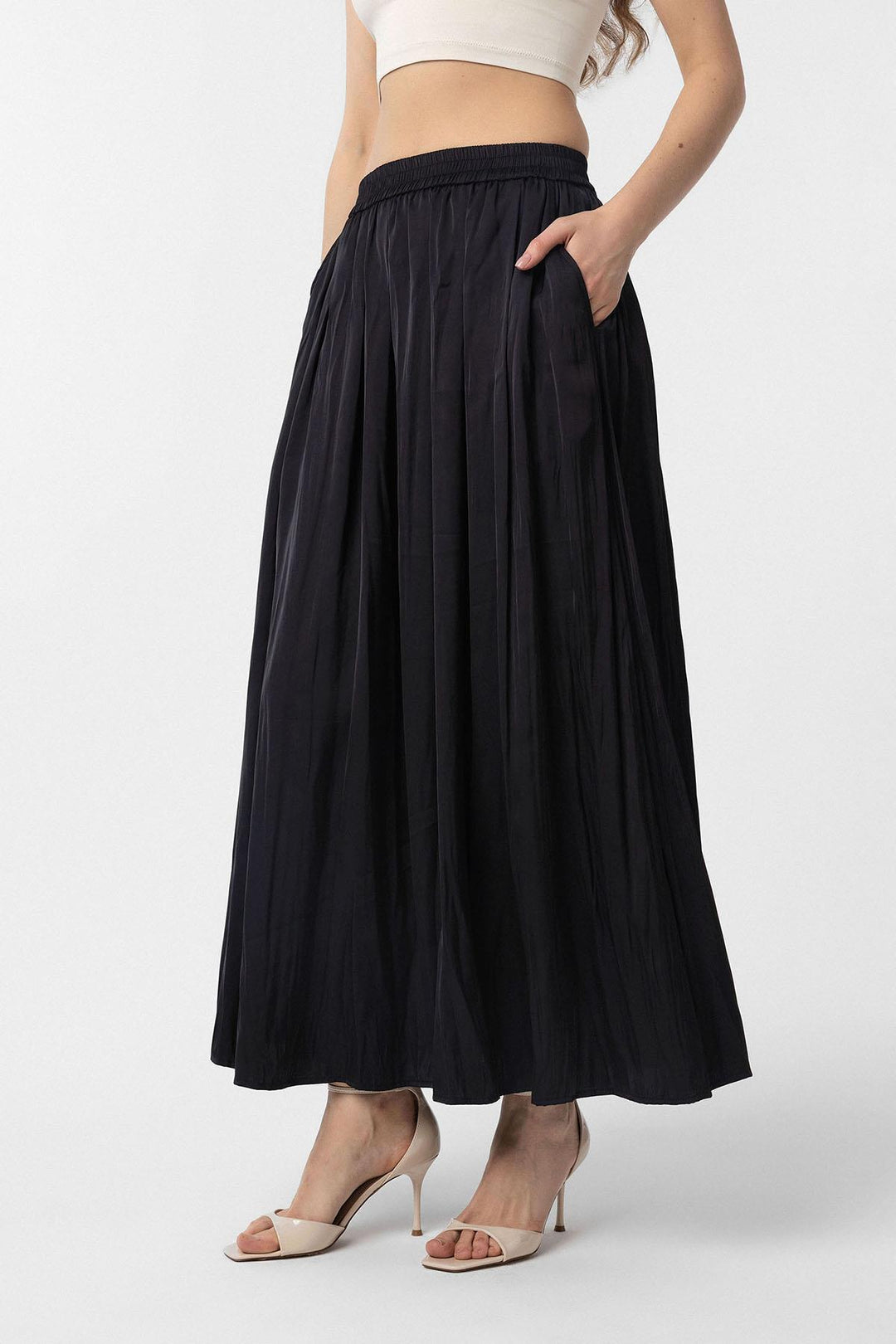 ANT Antioch Black Long Flowy Pleated Women's Skirt - Cuautla