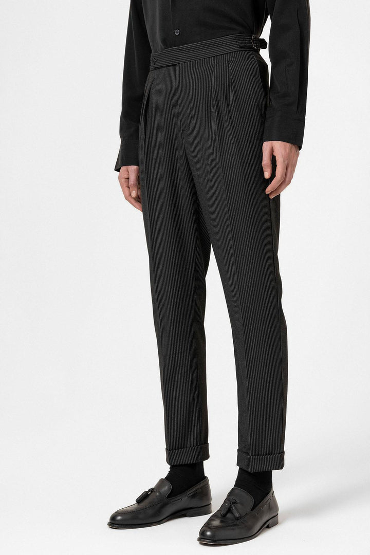 ANT Antioch Black High Waist Striped Wide Leg Men's Trousers - Speyer