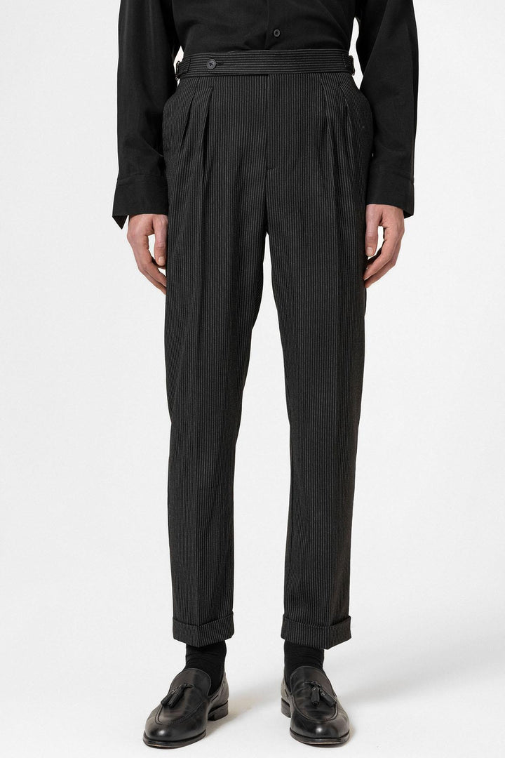 ANT Antioch Black High Waist Striped Wide Leg Men's Trousers - Speyer