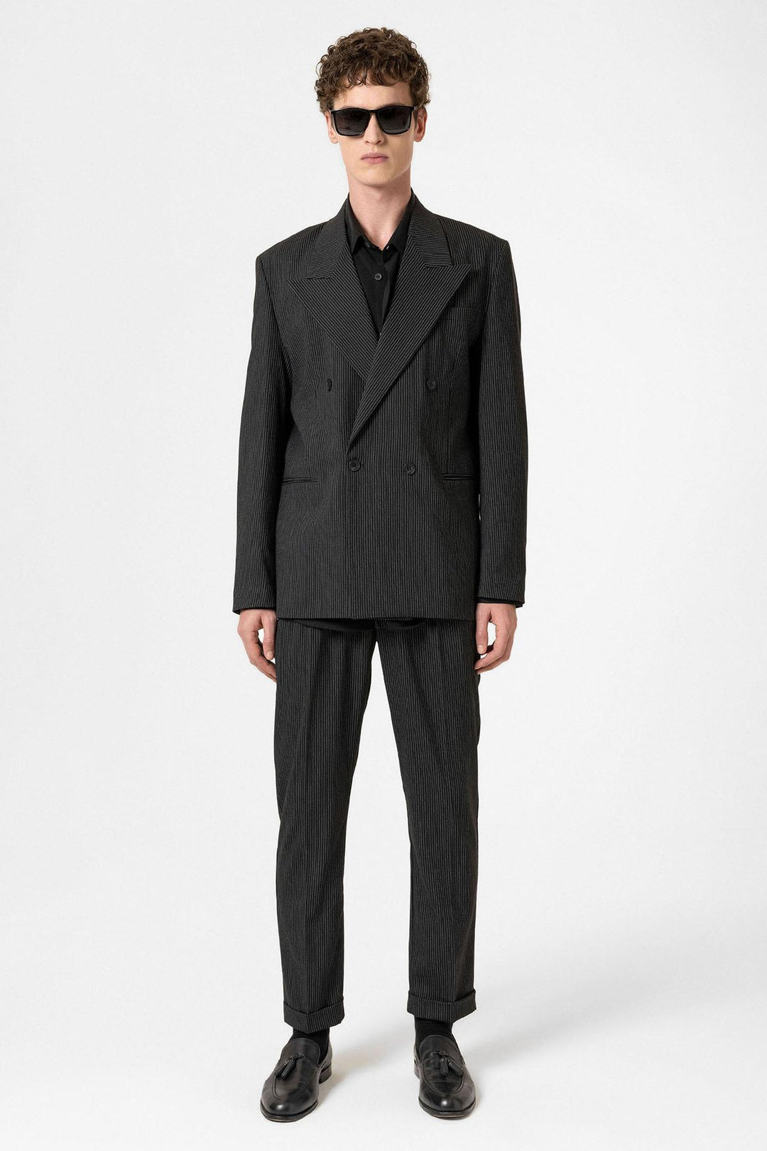 ANT Antioch Black High Waist Striped Wide Leg Men's Trousers - Speyer