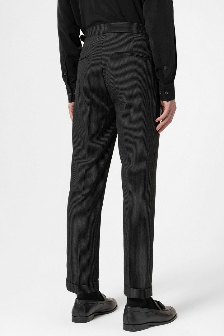 ANT Antioch Black High Waist Striped Wide Leg Men's Trousers - Speyer