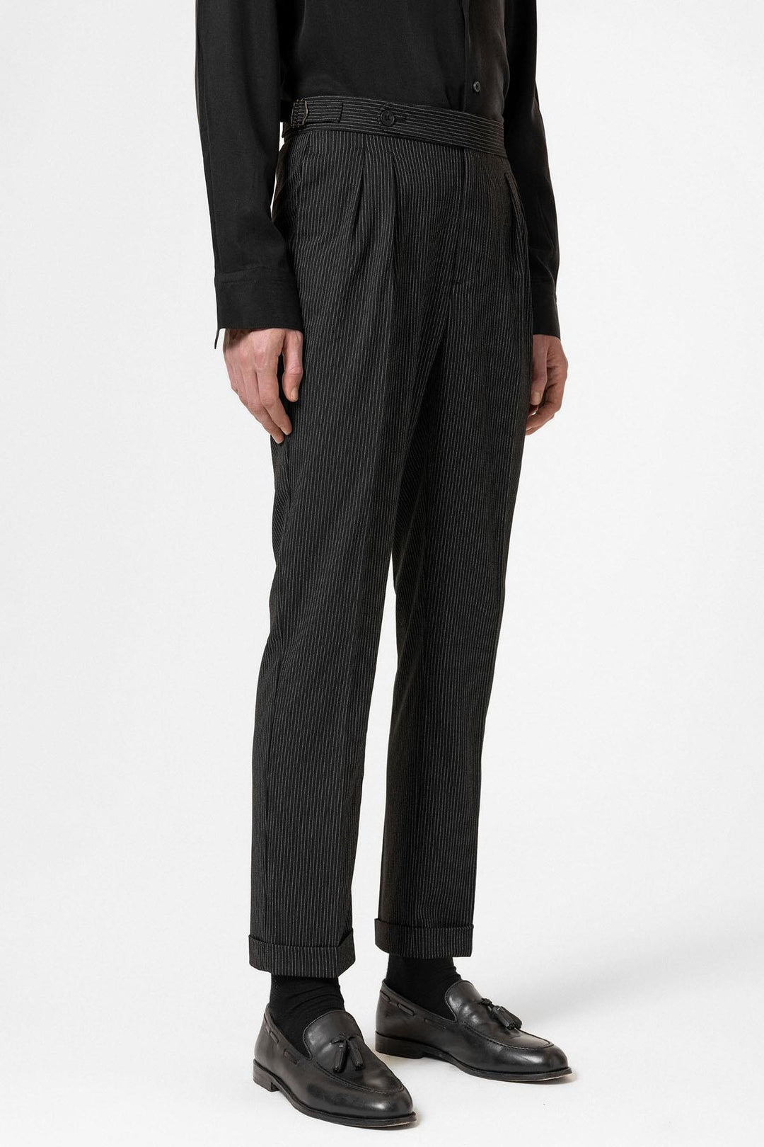 ANT Antioch Black High Waist Striped Wide Leg Men's Trousers - Speyer