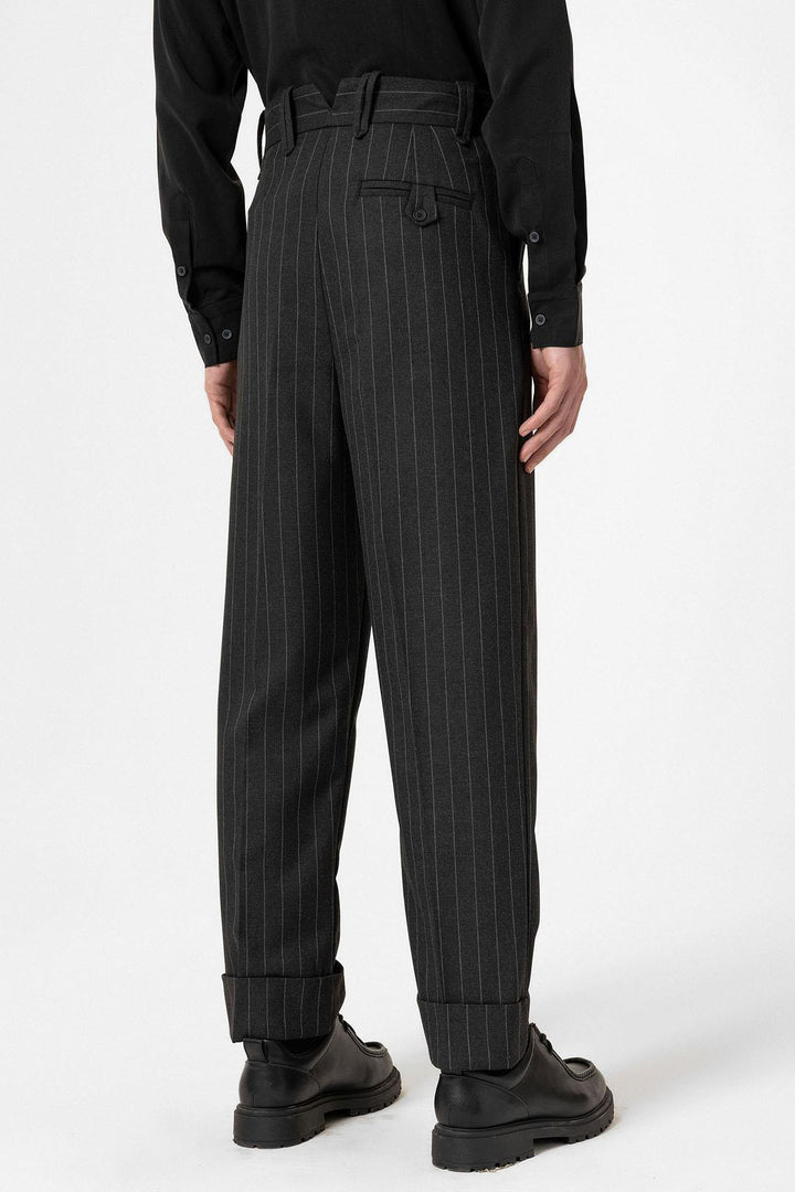 ANT Antioch Black High Waist Striped Relaxed Fit Men's Pants - Huebampo