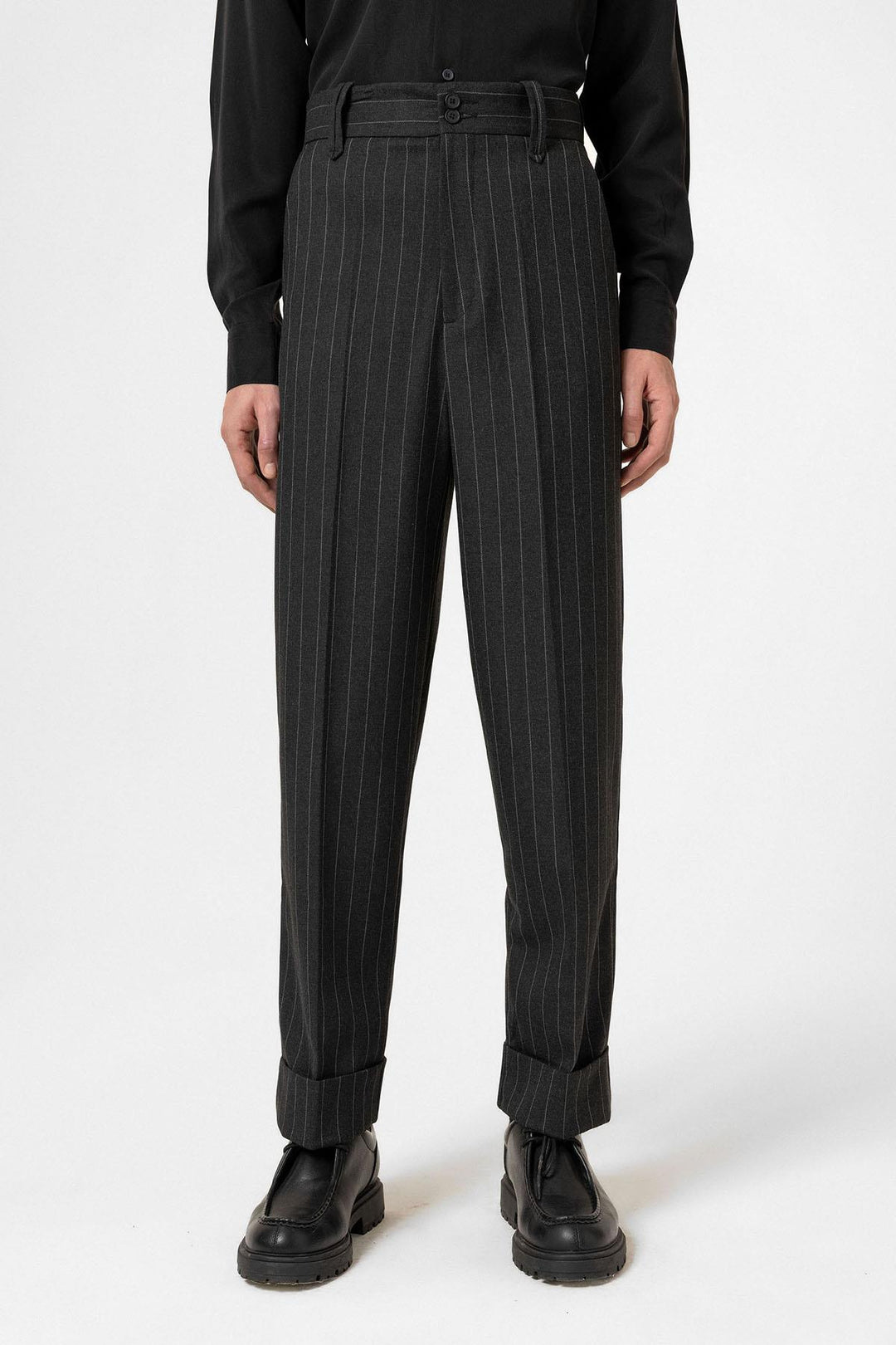 ANT Antioch Black High Waist Striped Relaxed Fit Men's Pants - Huebampo
