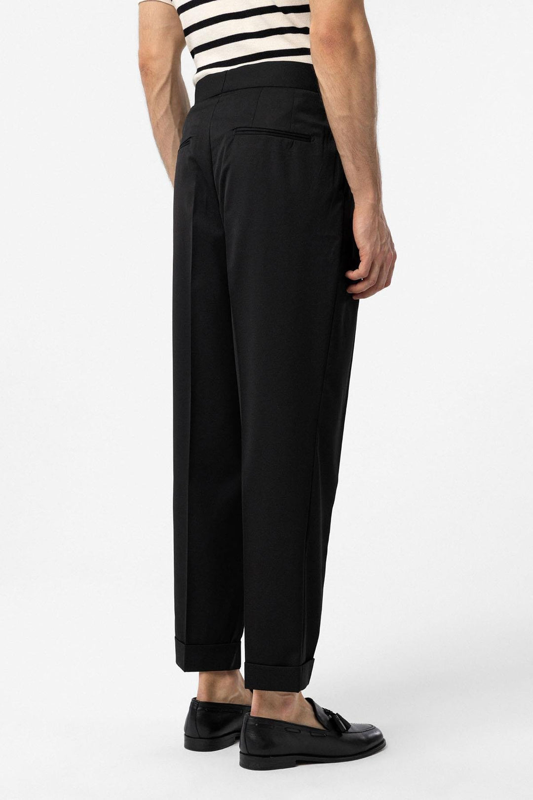 ANT Antioch Black High Waist Italian Fit Pleated Men's Trousers - Onteniente