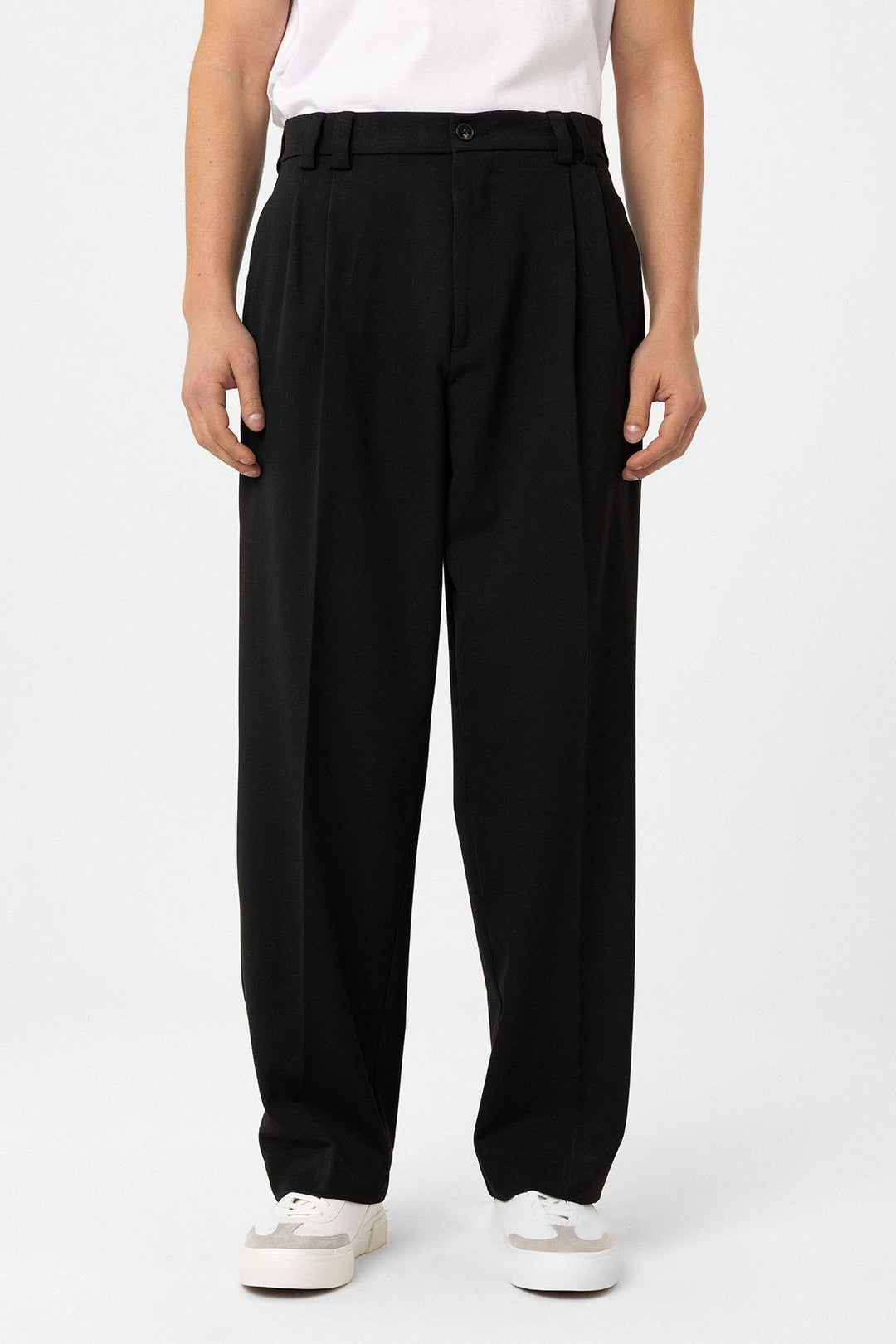 ANT Antioch Black High Waist Relax Fit Pleated Men's Pants - Wallasey