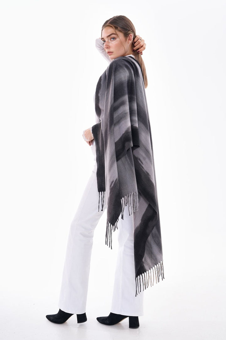 Black 3 Stripe Transition Fringed Shawl BCNSV-25WT1041 - Egypt Lake-Leto