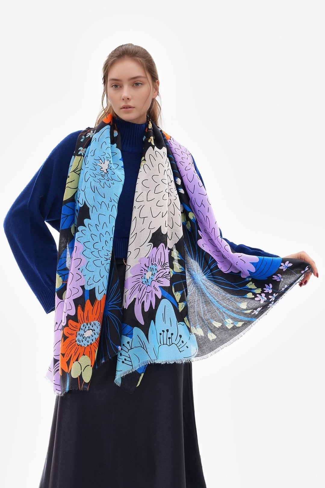 Black4 Patterned Colorful Scarf BCNSV-25WT1022 - Saint-Jérôme