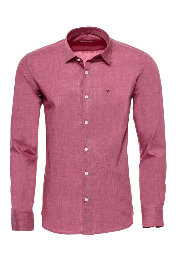 WSS Slim Fit Burgundy Long Sleeve Men's Shirt - Huejutla de Reyes