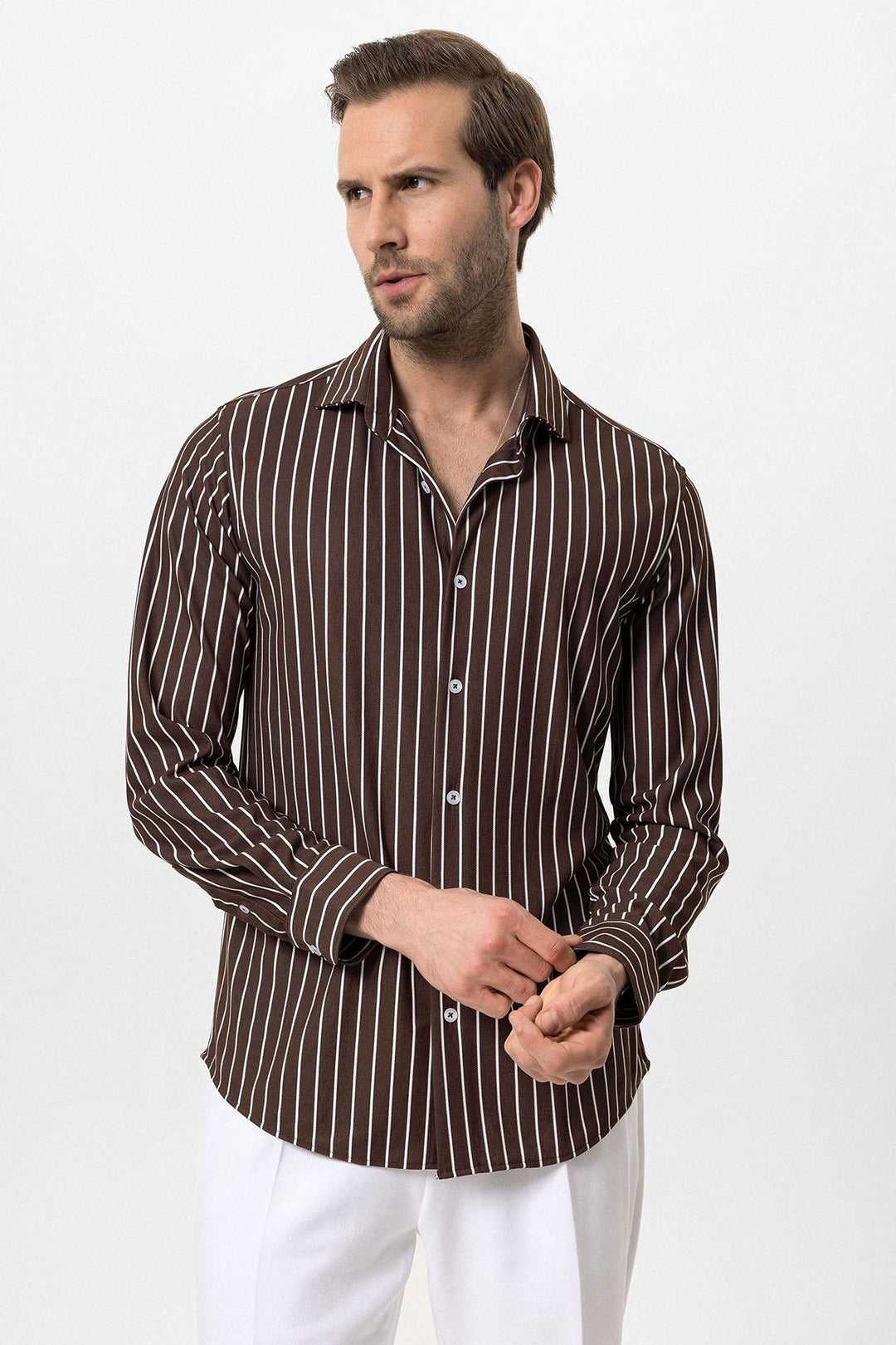 ANT Slim Fit Striped Long Sleeve Men's Shirt - Caluire-et-Cuire