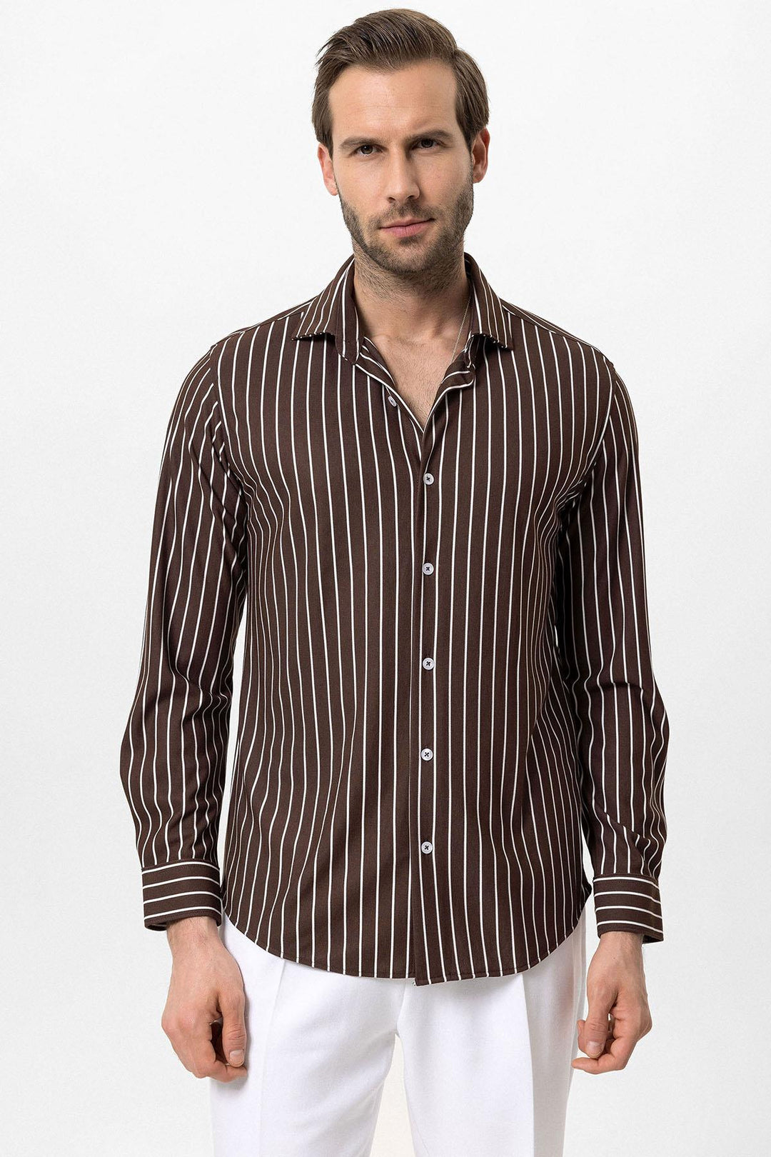 ANT Slim Fit Striped Long Sleeve Men's Shirt - Caluire-et-Cuire