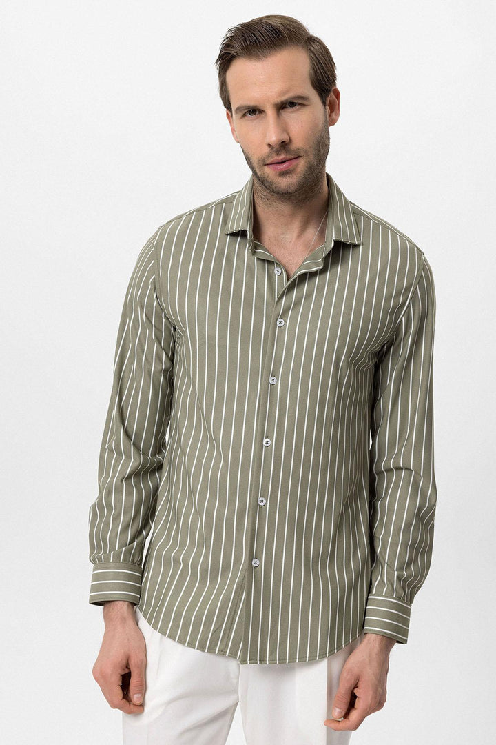 ANT Slim Fit Striped Long Sleeve Men's Shirt - Rowlett