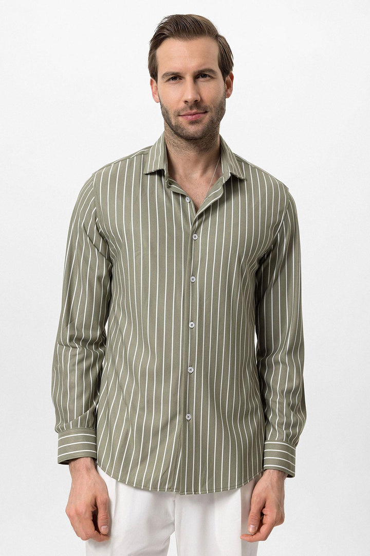 ANT Slim Fit Striped Long Sleeve Men's Shirt - Rowlett